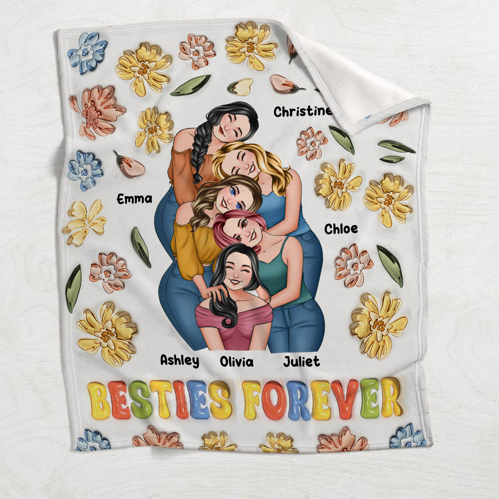 Couverture personnalisée Besties For Ever à motif floral - Couverture Besties Forever -
