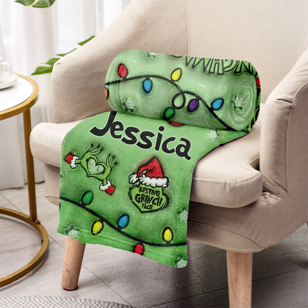 Merry Grinchmas - Personalized Stole Christmas Blanket