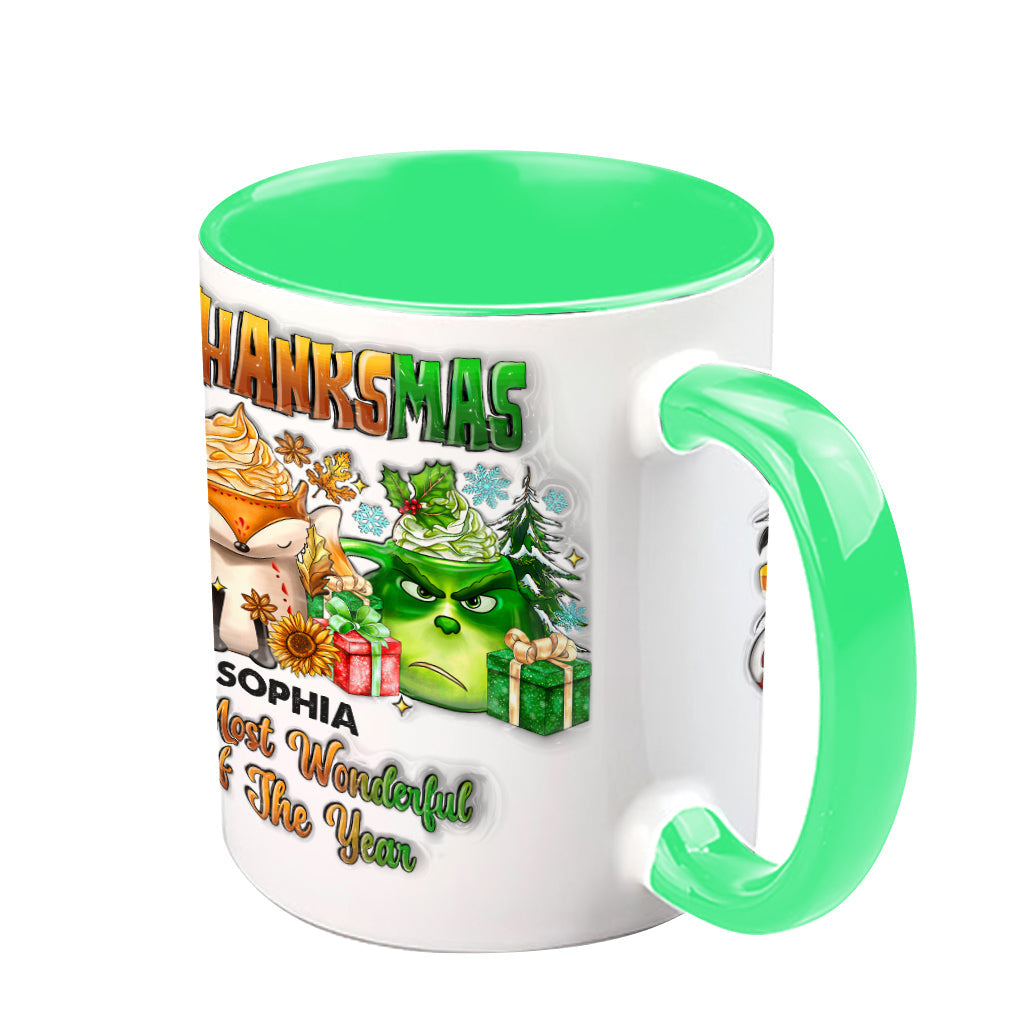 Happy Hallothanksmas - Personalized Stole Christmas Accent Mug