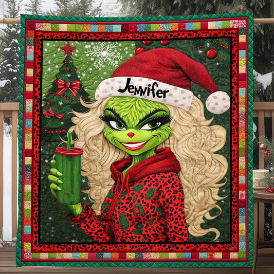 Beautiful Green Lady - Personalized Stole Christmas Quilt