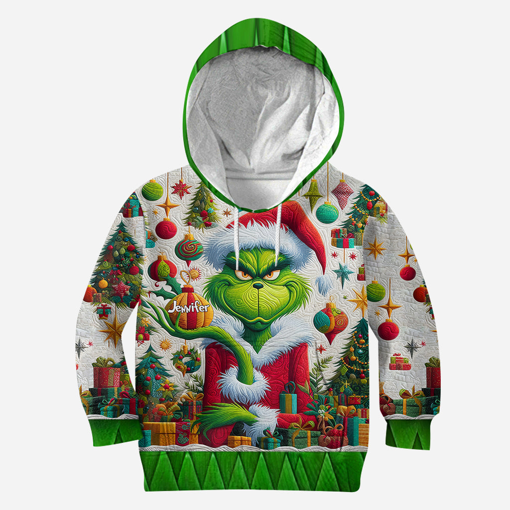 Joyeux Grinchmas ! - Sweat à capuche et legging personnalisés avec étole de Noël