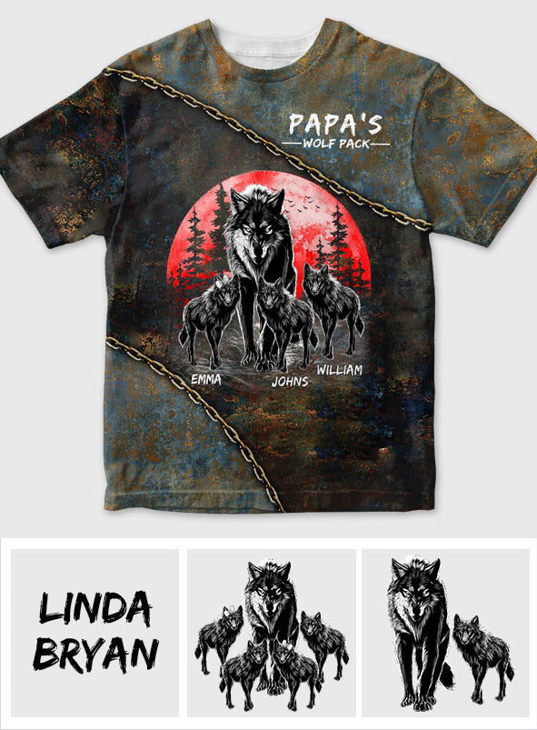 Papa Wolf Pack - T-shirt personnalisé pour père