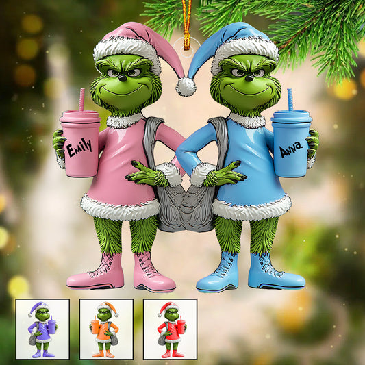 Besties Grinch - Personalized Stole Christmas Transparent Ornament