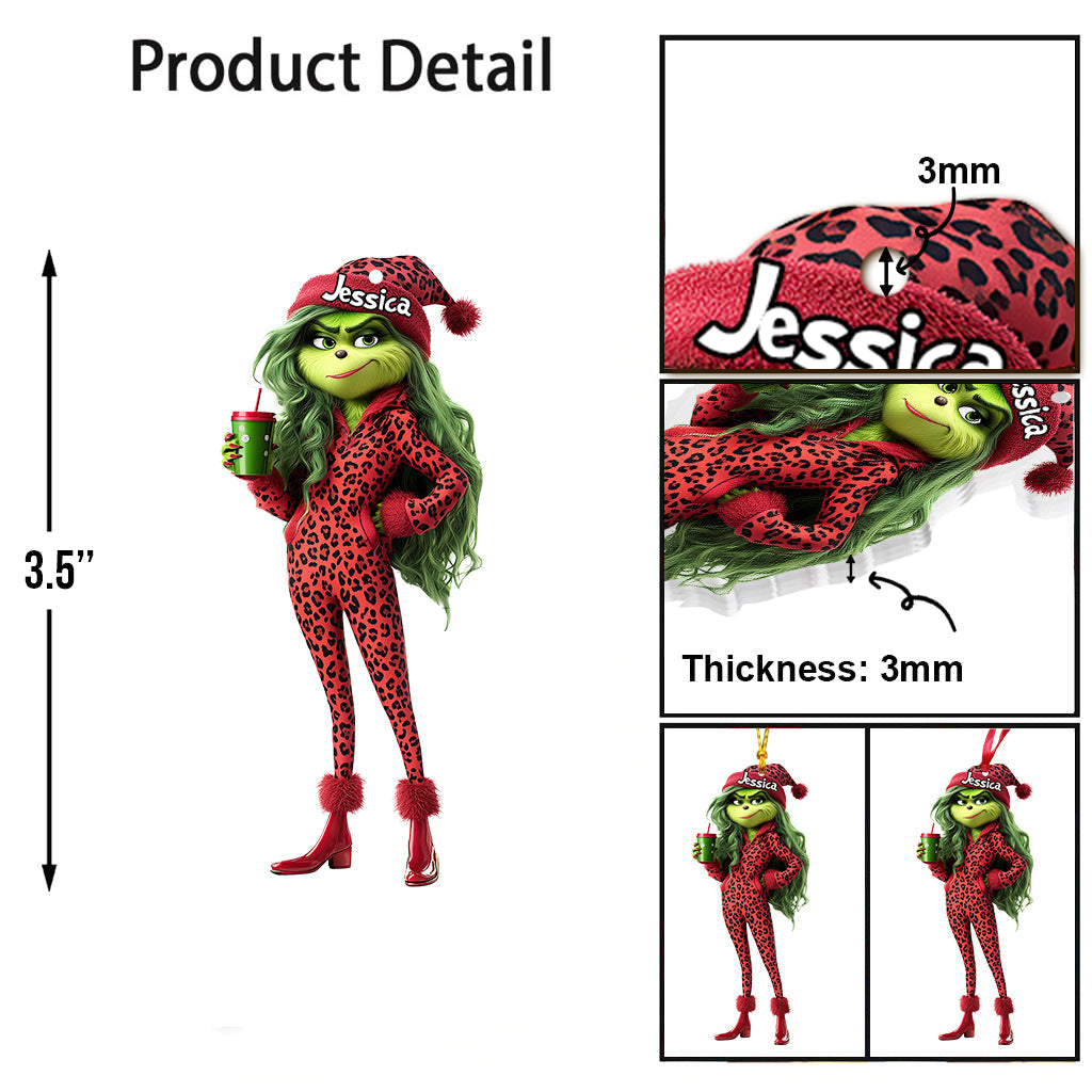 Beautiful Grinch Lady - Personalized Stole Christmas Transparent Ornament