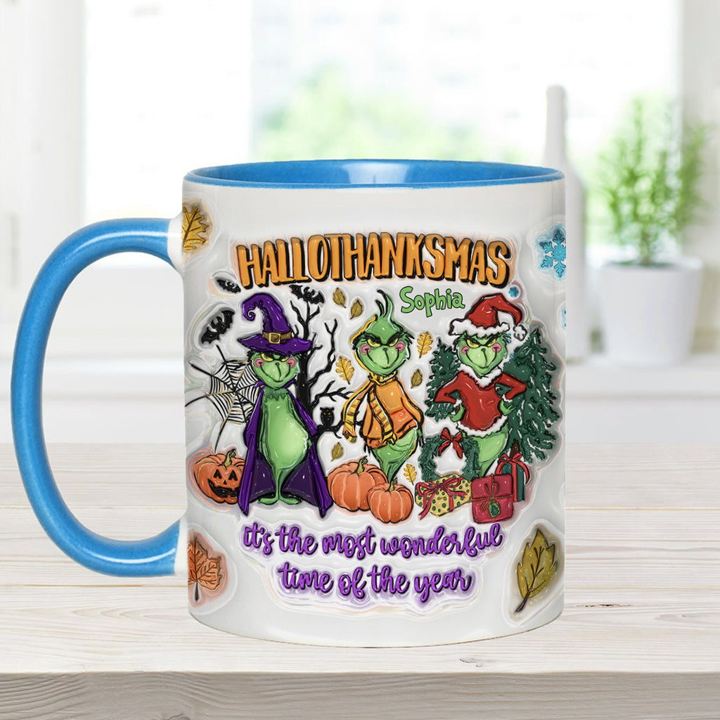 Happy Hallothanksmas - Personalized Stole Christmas Accent Mug
