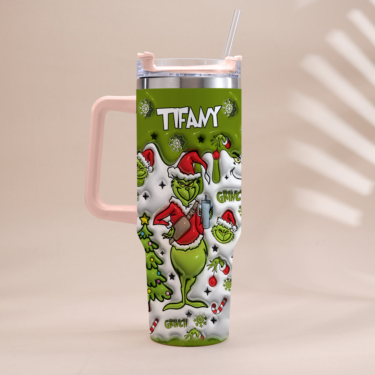 Merry Grinchmas - Personalized Stole Christmas Tumbler With Handle