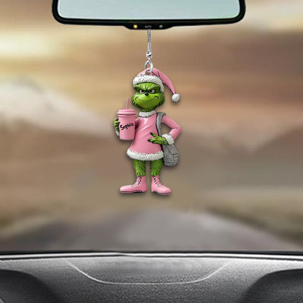 Grinchy Green Lady - Personalized Stole Christmas Car Ornament