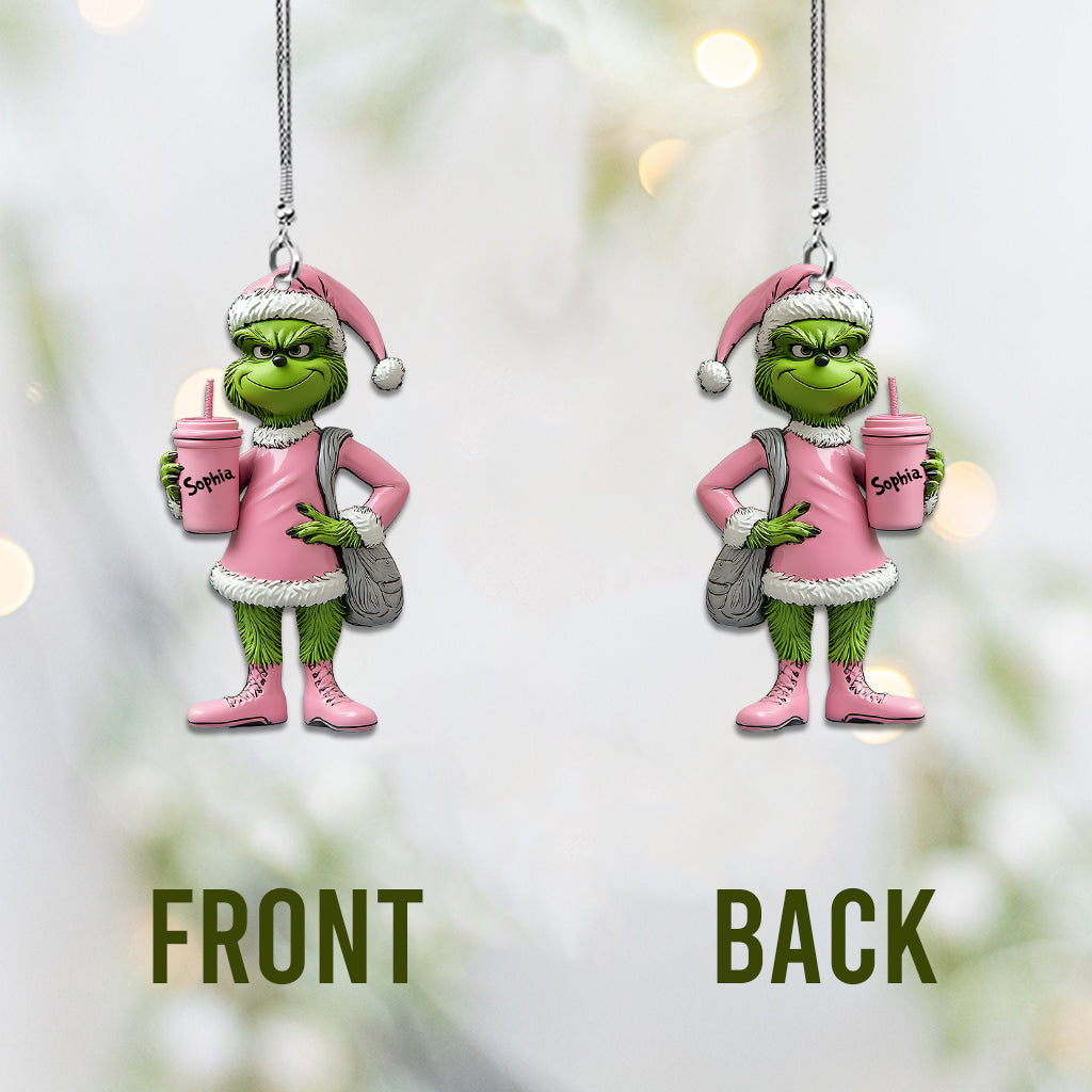 Grinchy Green Lady - Personalized Stole Christmas Car Ornament