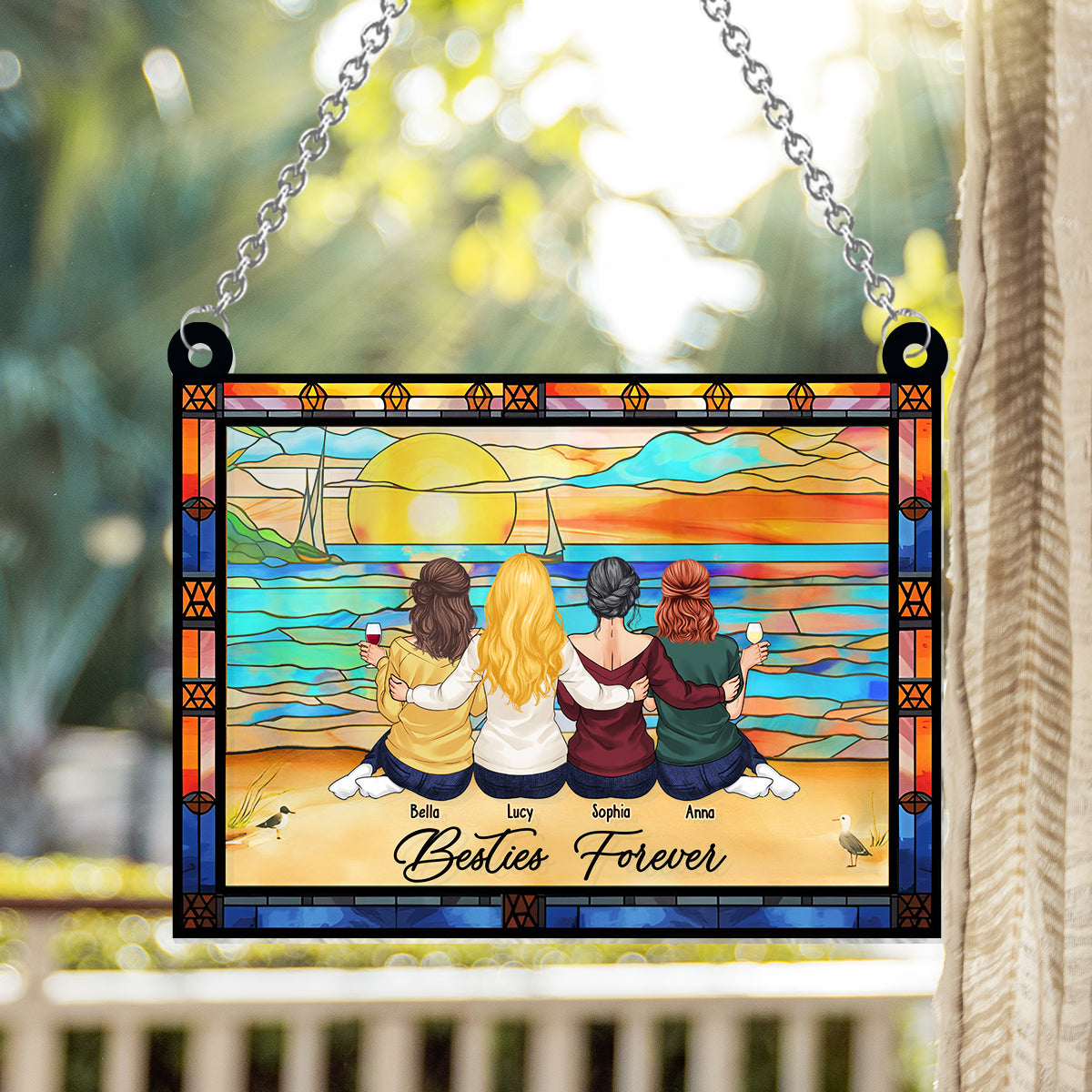 Besties Forever - Personalized Bestie Window Hanging Suncatcher Ornament