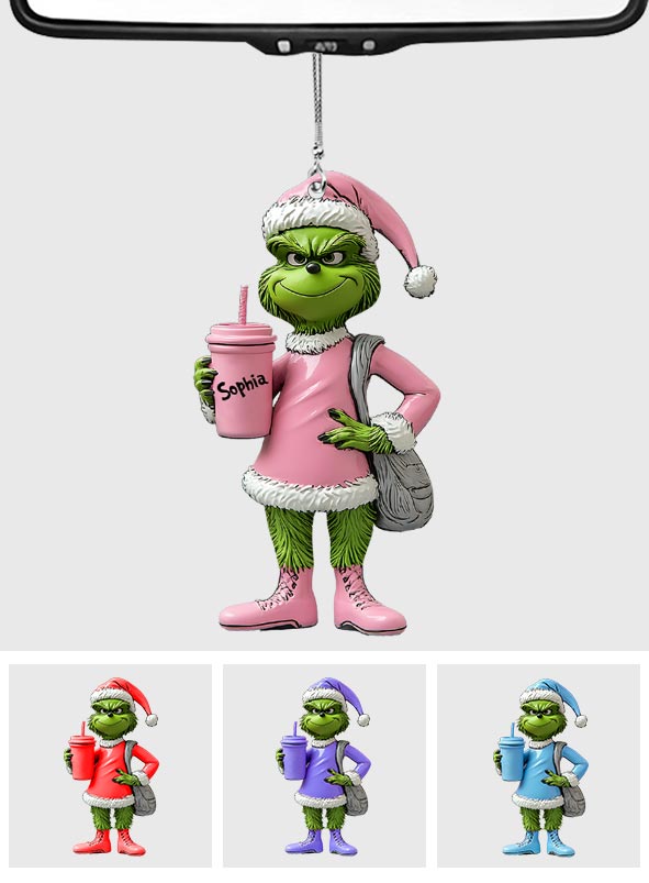 Grinchy Green Lady - Personalized Stole Christmas Car Ornament