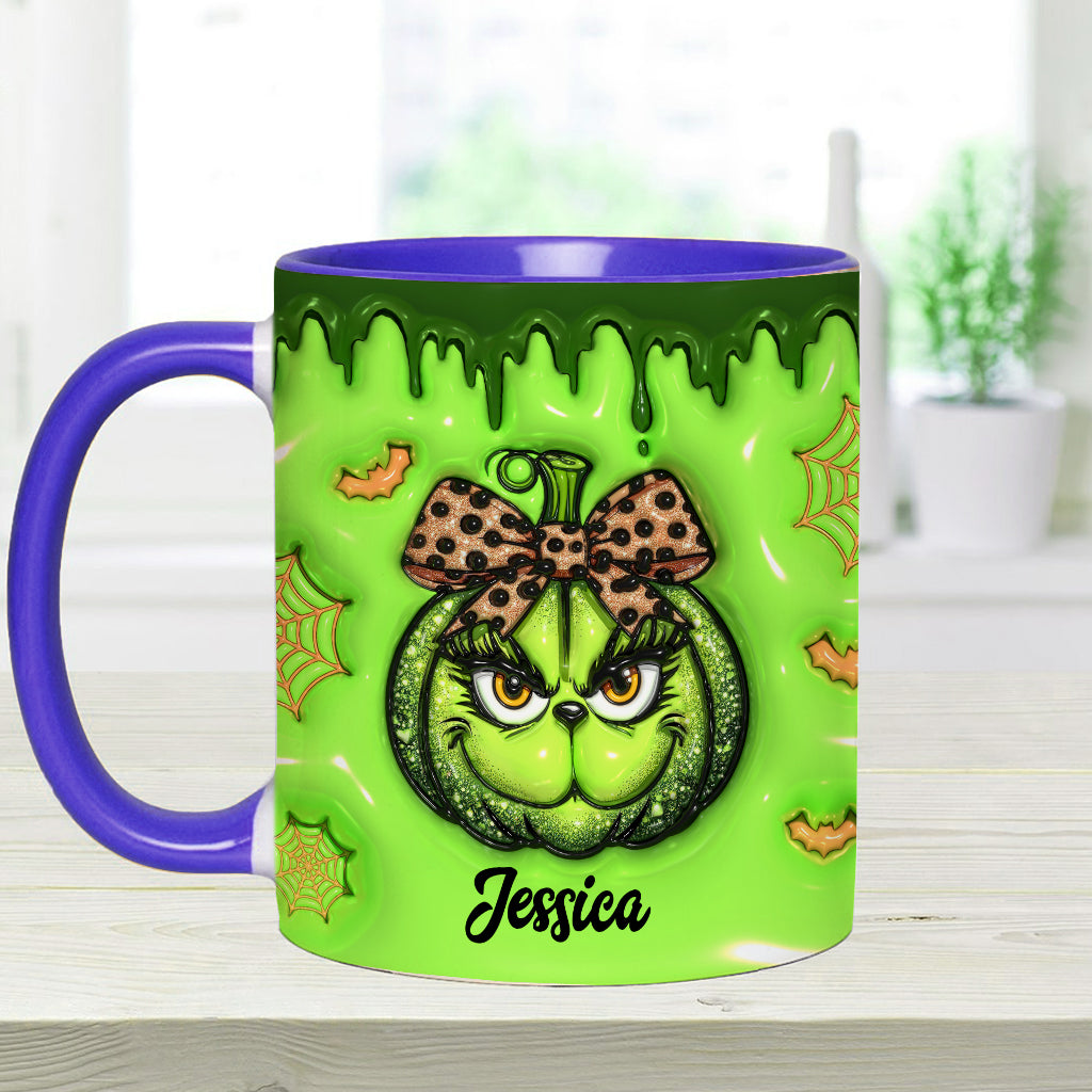 Mug décoratif de Noël personnalisé avec étole et citrouille verte