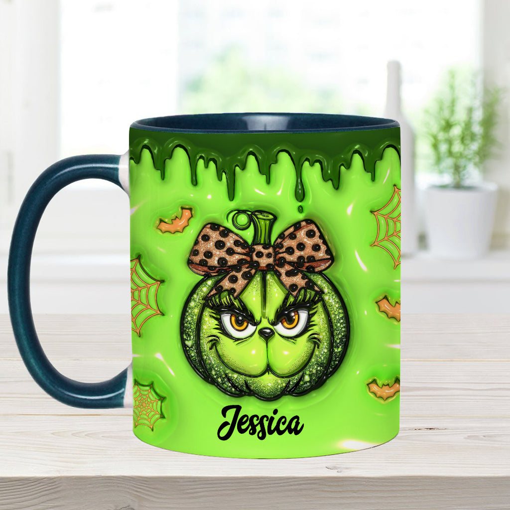 Mug décoratif de Noël personnalisé avec étole et citrouille verte