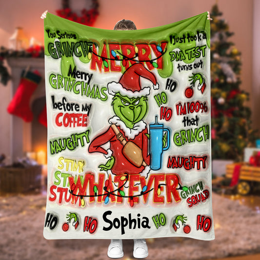 Merry Grinchmas - Personalized Stole Christmas Blanket