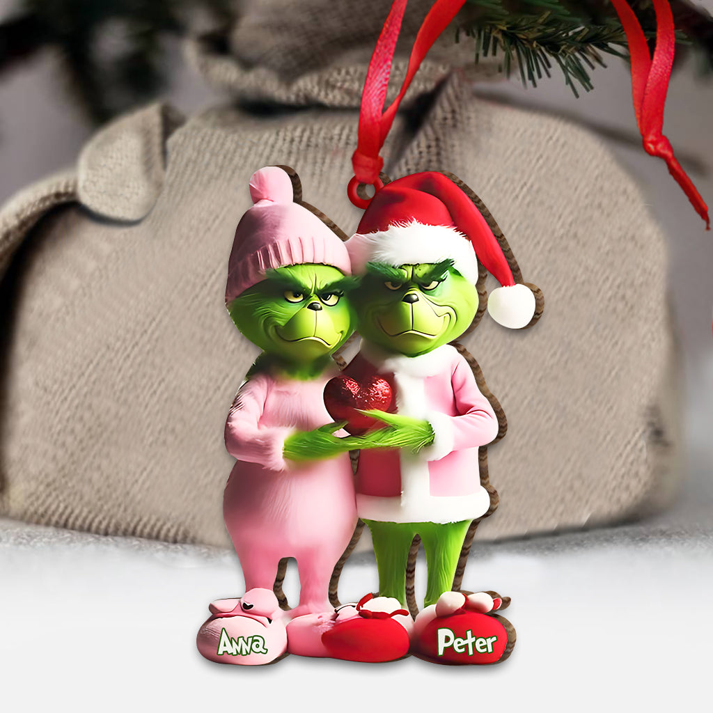 Couple Grincheux - Ornement de Noël personnalisé en forme d'étole