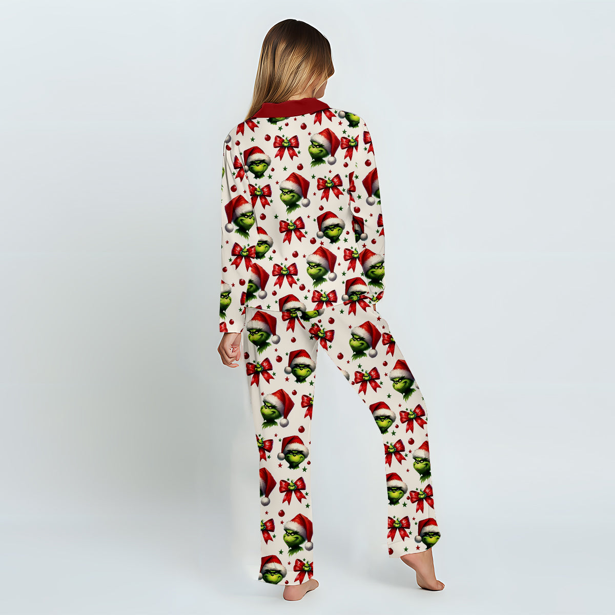 Coquette Grinchmas - Personalized Stole Christmas Button Down Pajamas