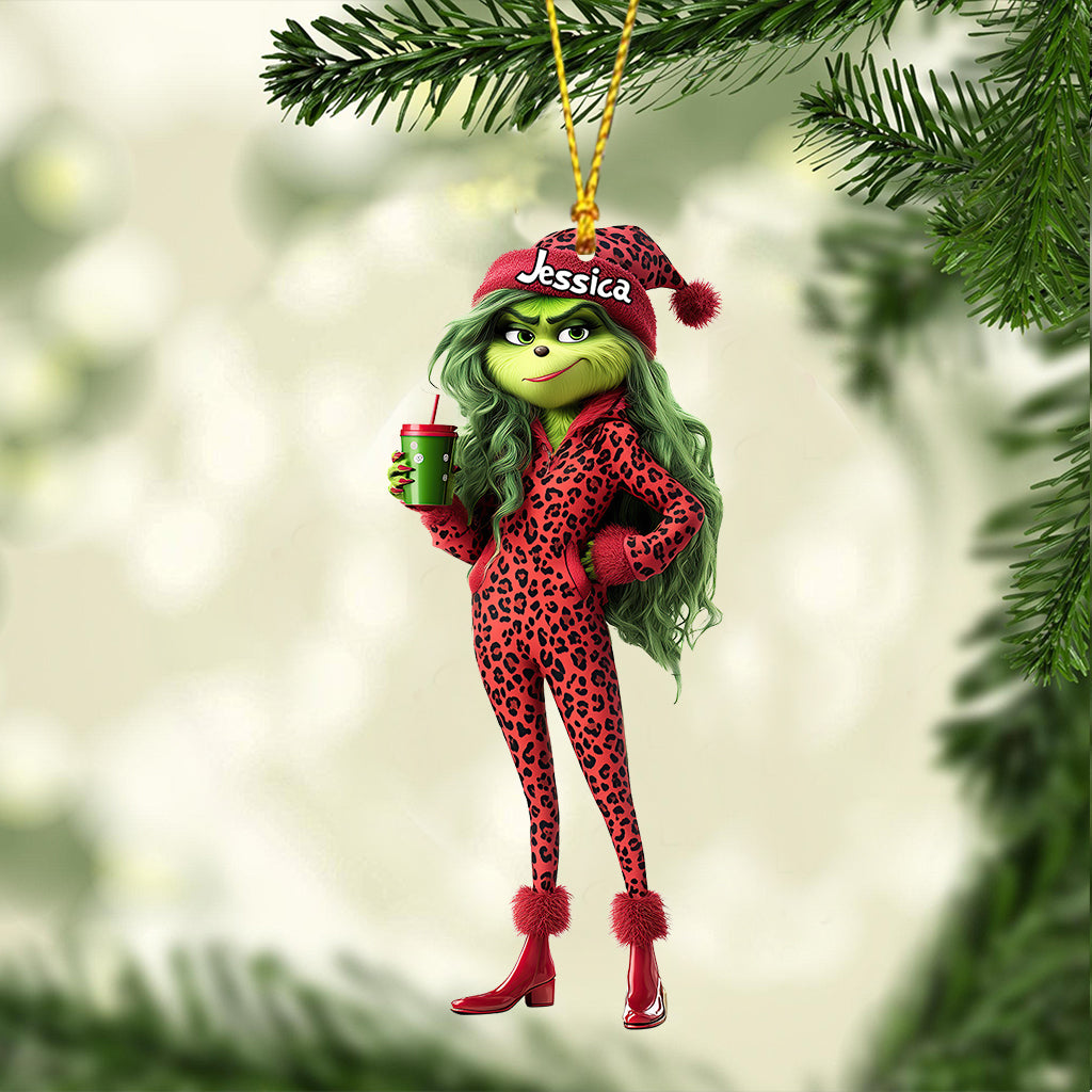 Beautiful Grinch Lady - Personalized Stole Christmas Transparent Ornament