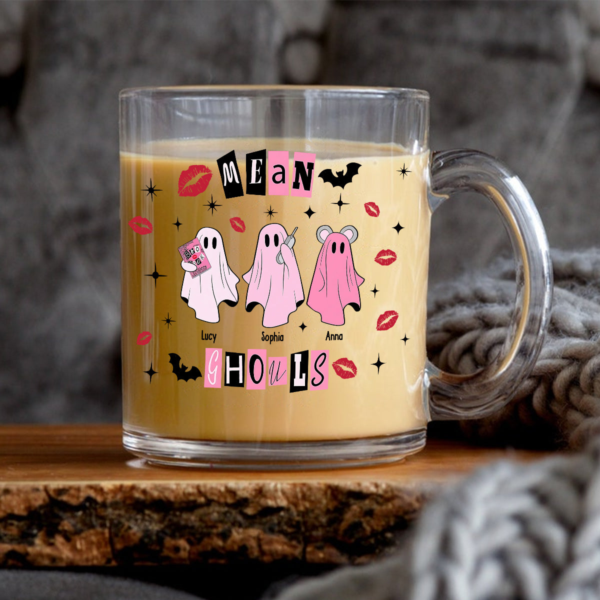 Goules méchantes - Mug en verre personnalisé pour meilleure amie