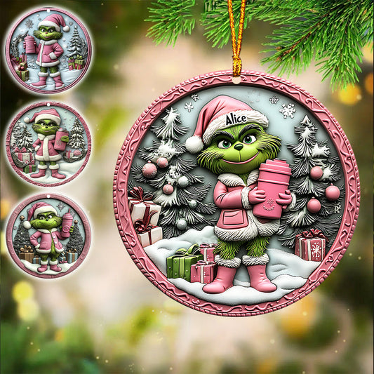Grinchy Dame Verte - Ornement de Noël personnalisé en forme d'étole