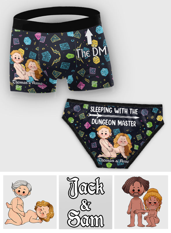Couches-culottes personnalisées avec bordure en dentelle pour femmes et boxers pour hommes « Dormir avec le MJ »