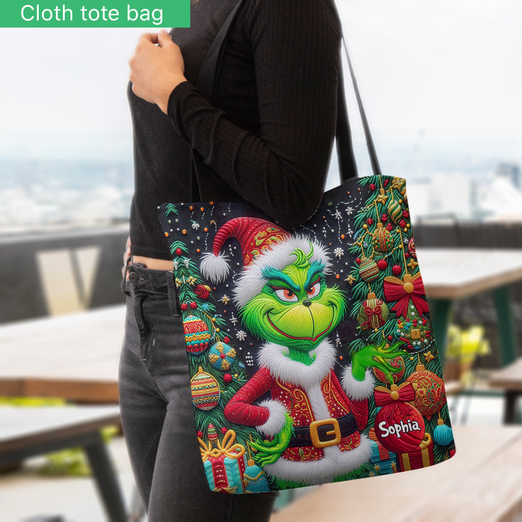 Joyeux Grinchmas - Sac fourre-tout de Noël personnalisé avec étole