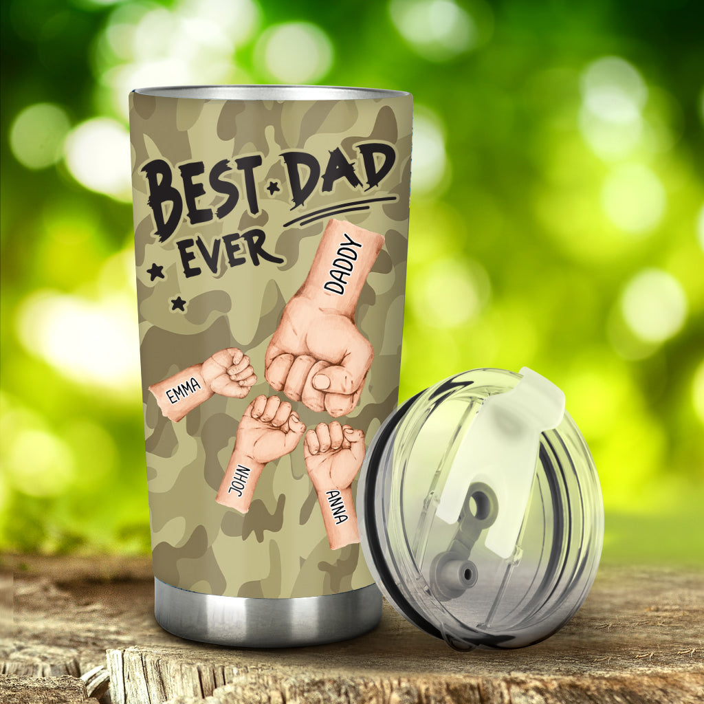 Gobelet isotherme personnalisé « Meilleur papa du monde » motif camouflage - Gobelet à motif camouflage « Meilleur papa du monde » - Gobelet isotherme personnalisé « Meilleur papa du monde »