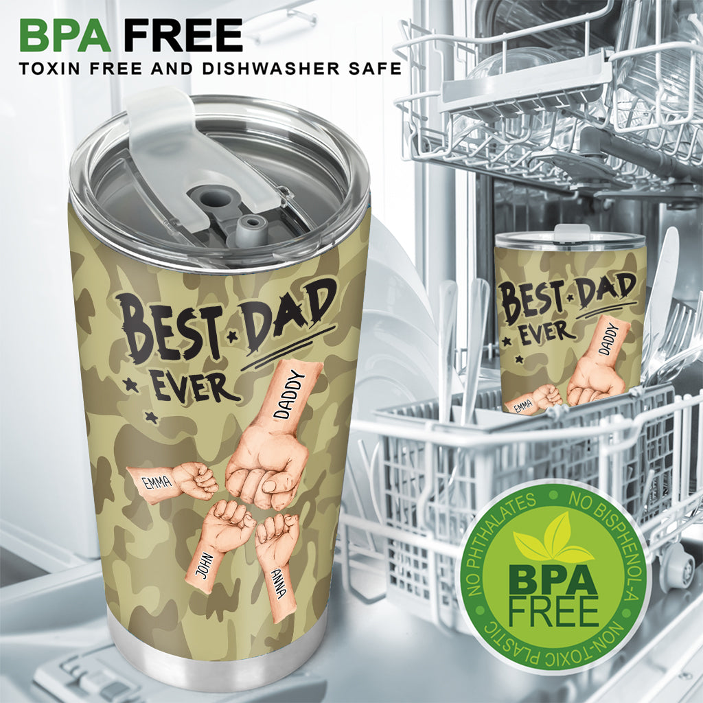 Gobelet isotherme personnalisé « Meilleur papa du monde » motif camouflage - Gobelet à motif camouflage « Meilleur papa du monde » - Gobelet isotherme personnalisé « Meilleur papa du monde »