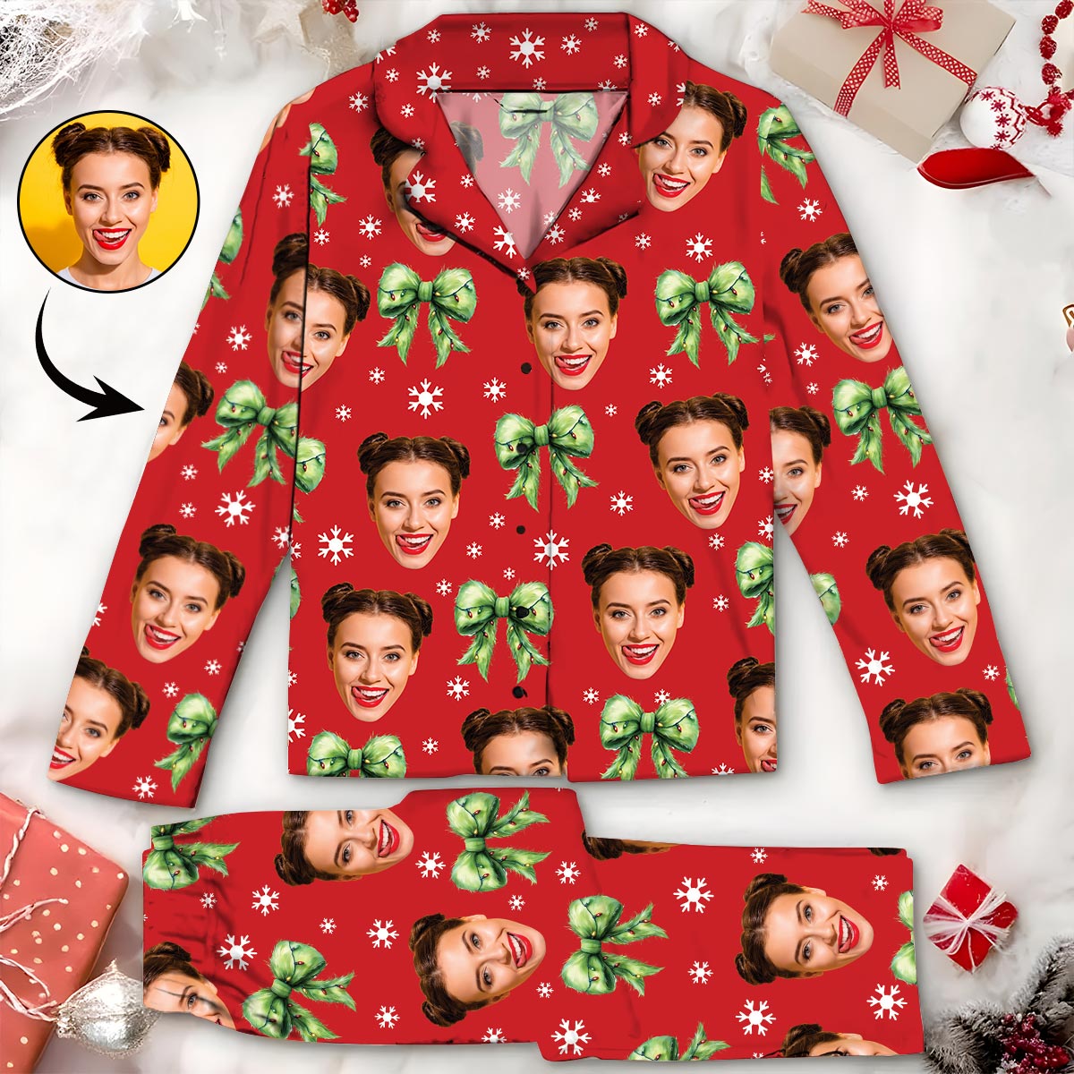 Coquette Grinchmas - Personalized Stole Christmas Button Down Pajamas