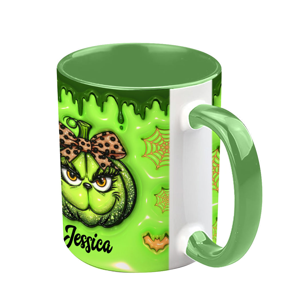 Mug décoratif de Noël personnalisé avec étole et citrouille verte