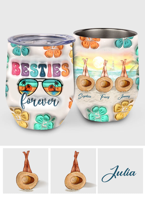 Besties Forever Summer Vibes - Personalized Bestie Wine Tumbler