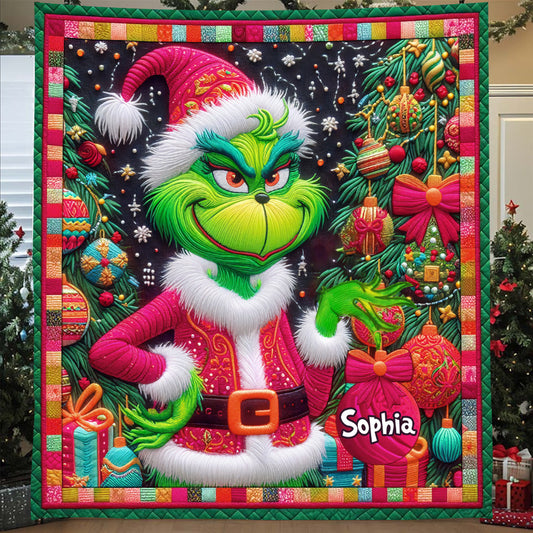 Joyeux Grinchmas - Couverture de Noël personnalisée avec étole