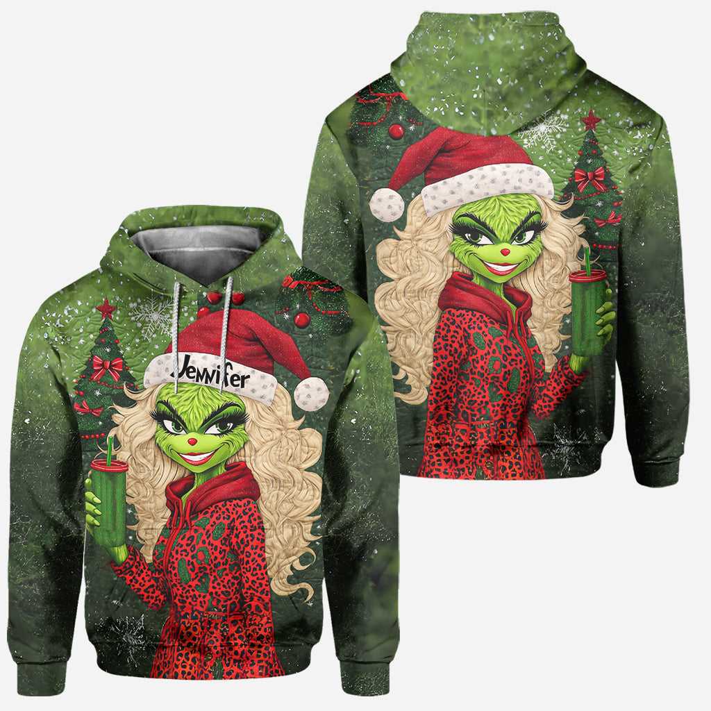 Magnifique Dame Verte - Étole personnalisée, sweat à capuche et leggings de Noël