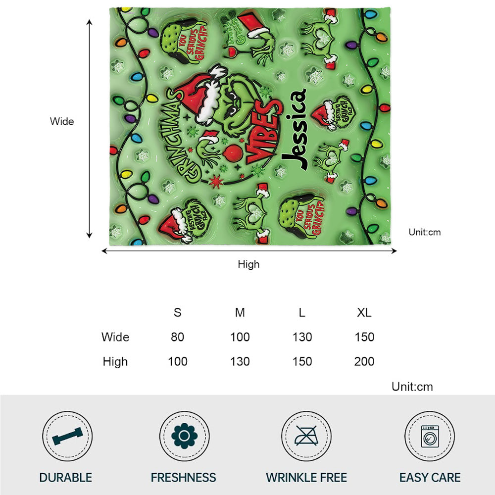 Merry Grinchmas - Personalized Stole Christmas Blanket