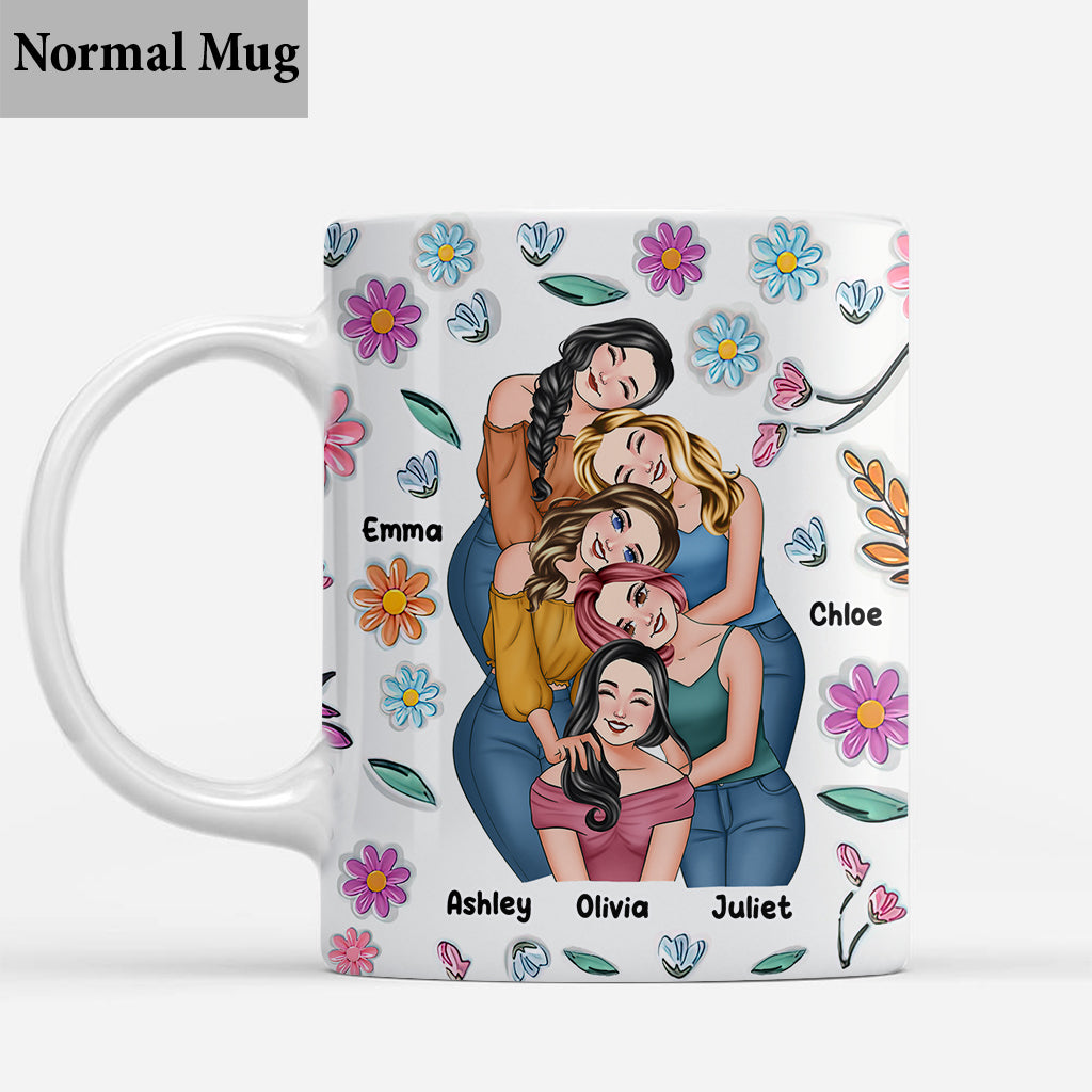Mug personnalisé « Meilleures amies pour toujours » à motif floral - Mug personnalisé pour meilleures amies