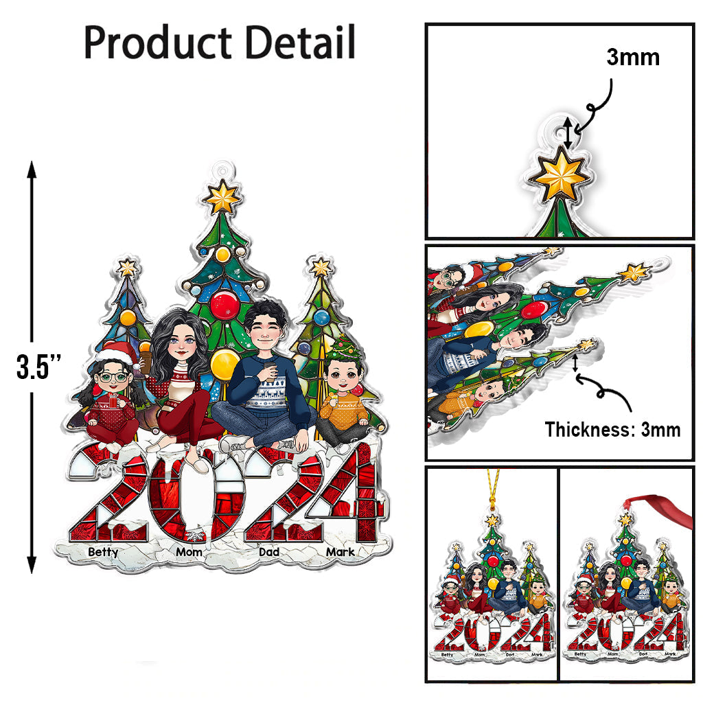 Ornement de Noël familial personnalisé 2024 - Forme personnalisée