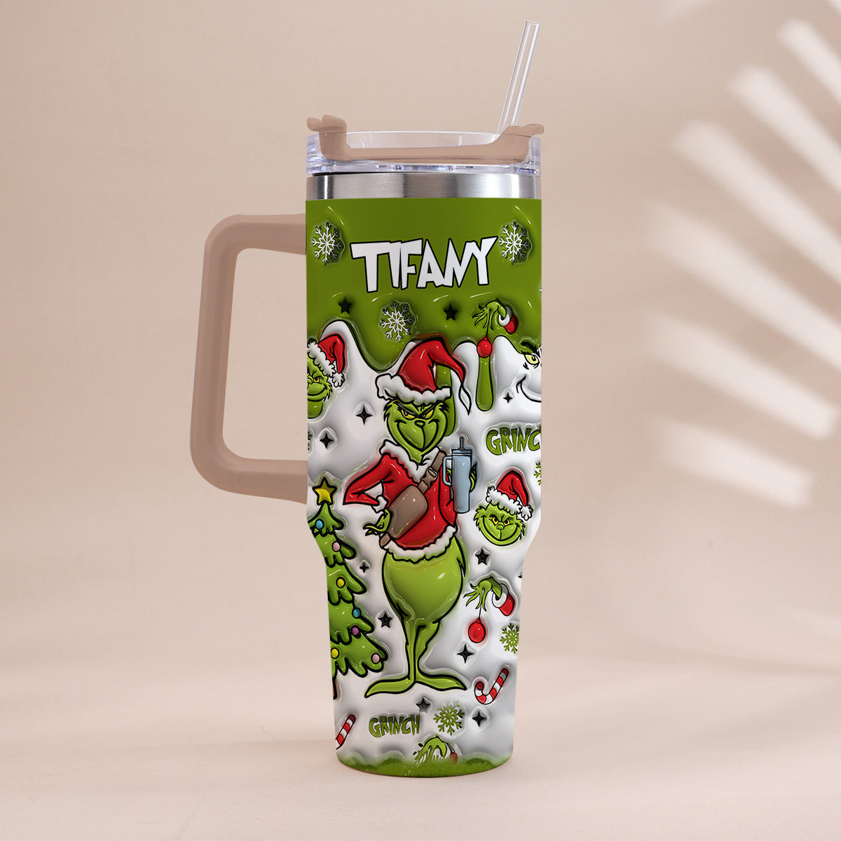 Merry Grinchmas - Personalized Stole Christmas Tumbler With Handle