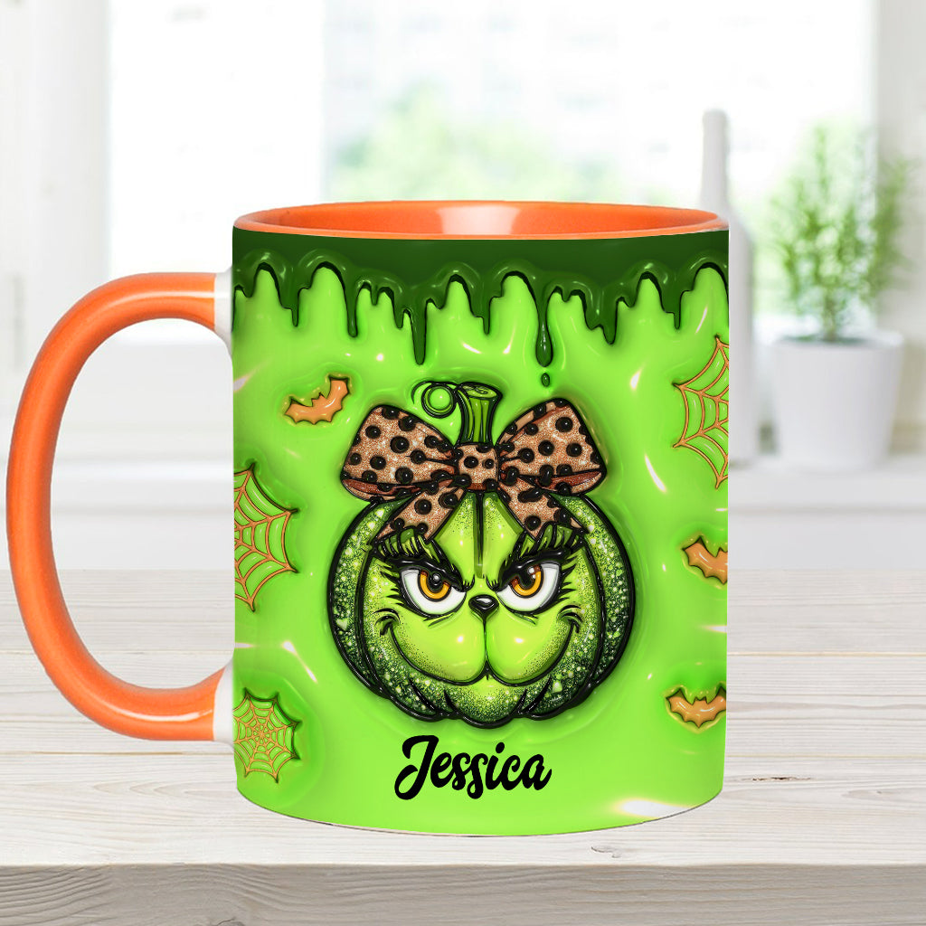 Mug décoratif de Noël personnalisé avec étole et citrouille verte
