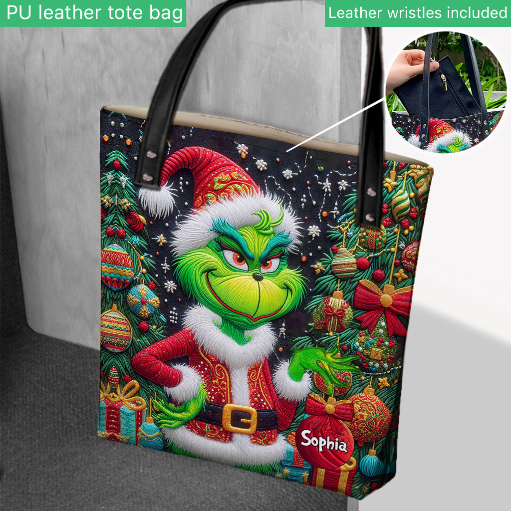 Joyeux Grinchmas - Sac fourre-tout de Noël personnalisé avec étole