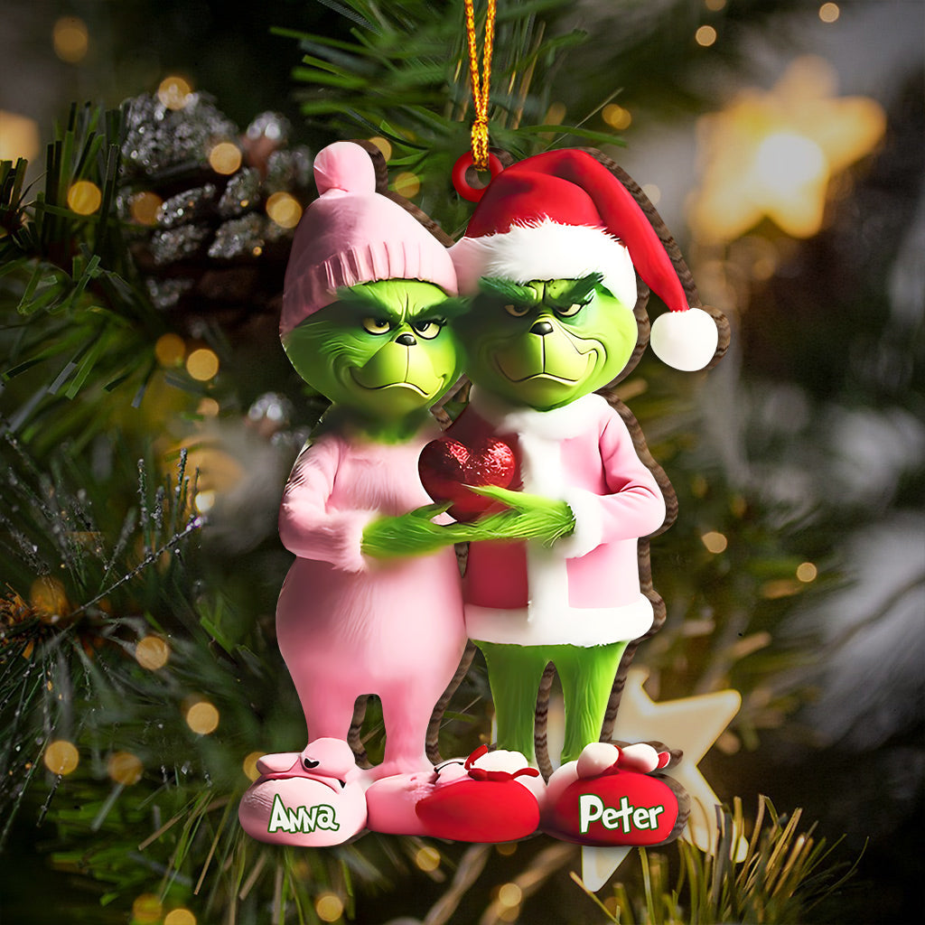 Couple Grincheux - Ornement de Noël personnalisé en forme d'étole