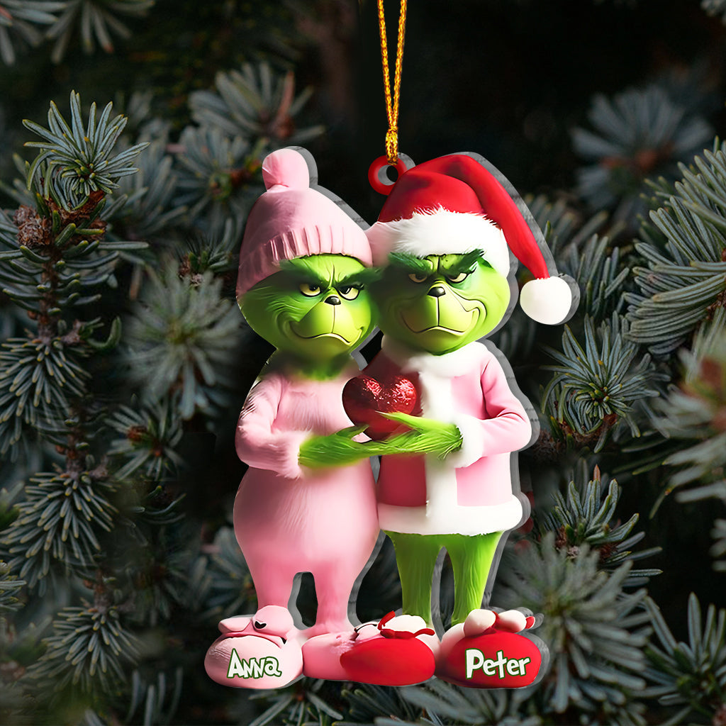 Couple Grincheux - Ornement de Noël personnalisé en forme d'étole