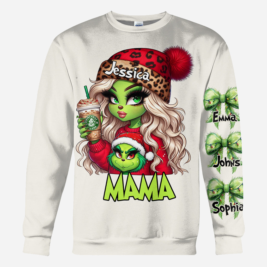 T-shirt personnalisé « Noël Grinchy » avec motif étole de Noël, disponible en plusieurs titres.