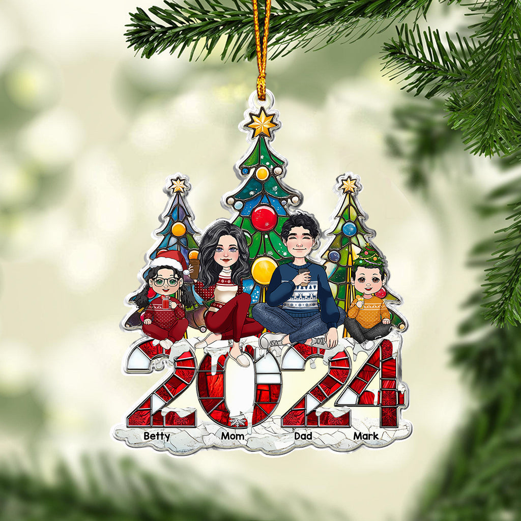 Ornement de Noël familial personnalisé 2024 - Forme personnalisée