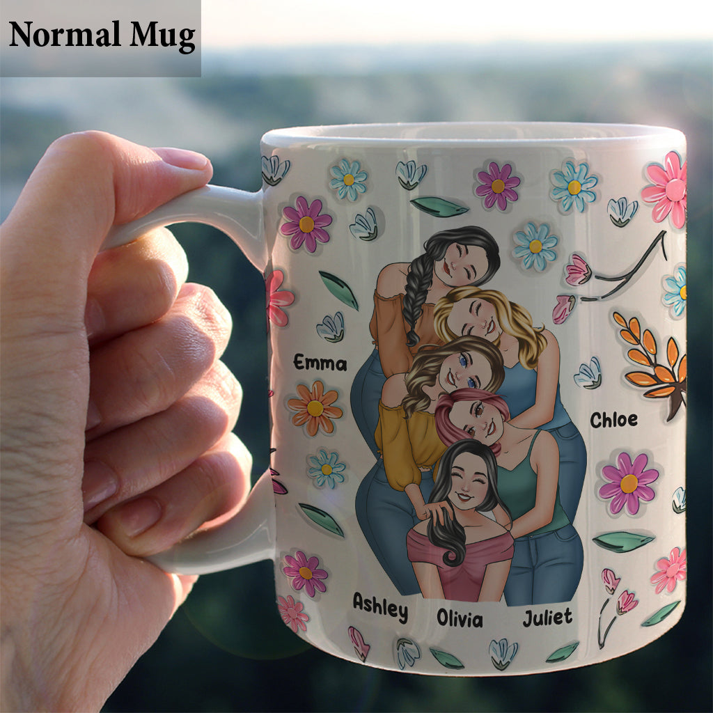 Mug personnalisé « Meilleures amies pour toujours » à motif floral - Mug personnalisé pour meilleures amies