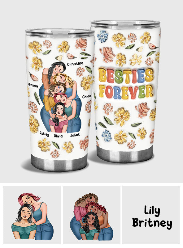 Besties Forever Floral Style - Personalized Bestie Tumbler