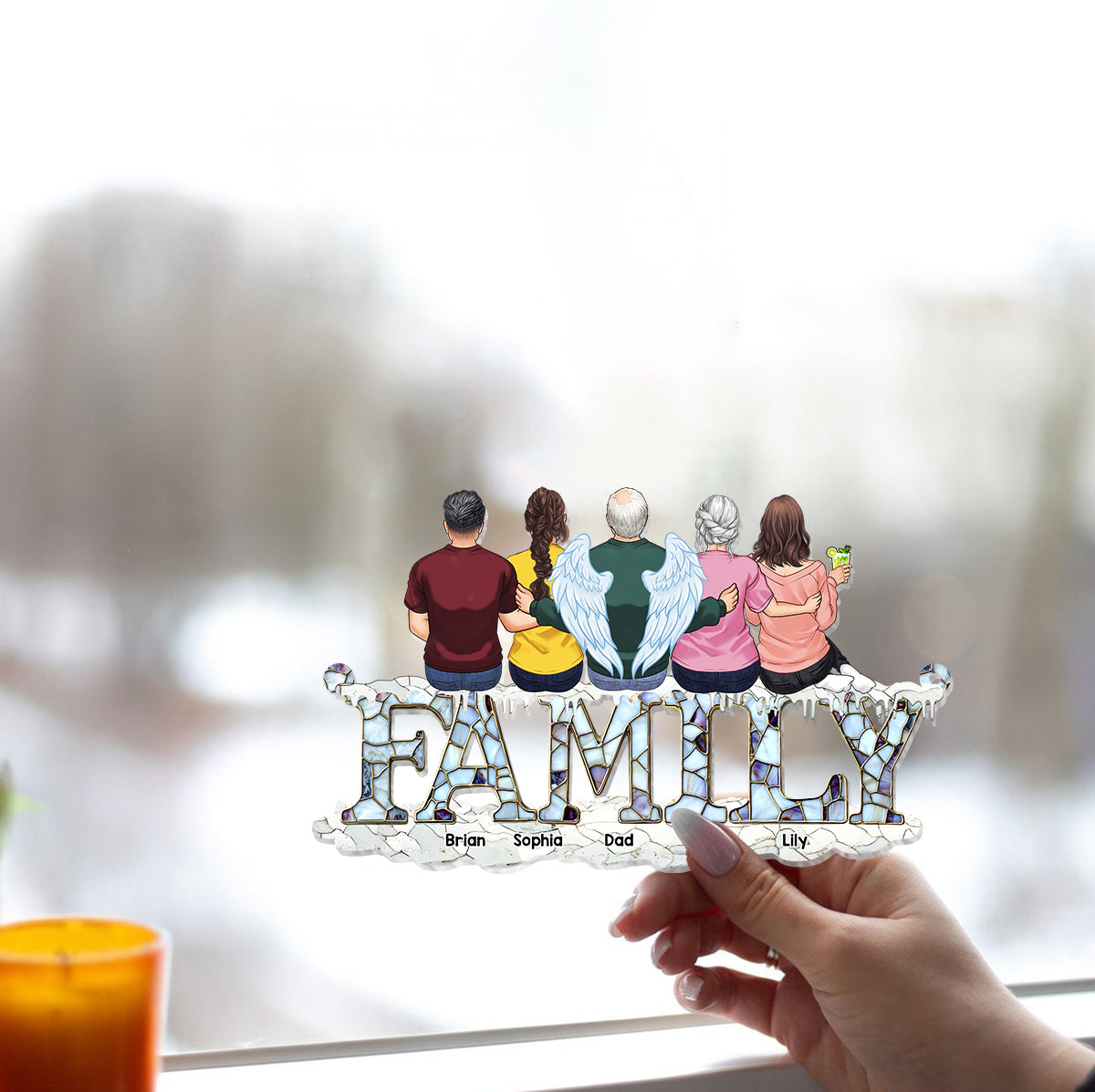 Family Christmas - Personalized Family Window Hanging Suncatcher Ornament