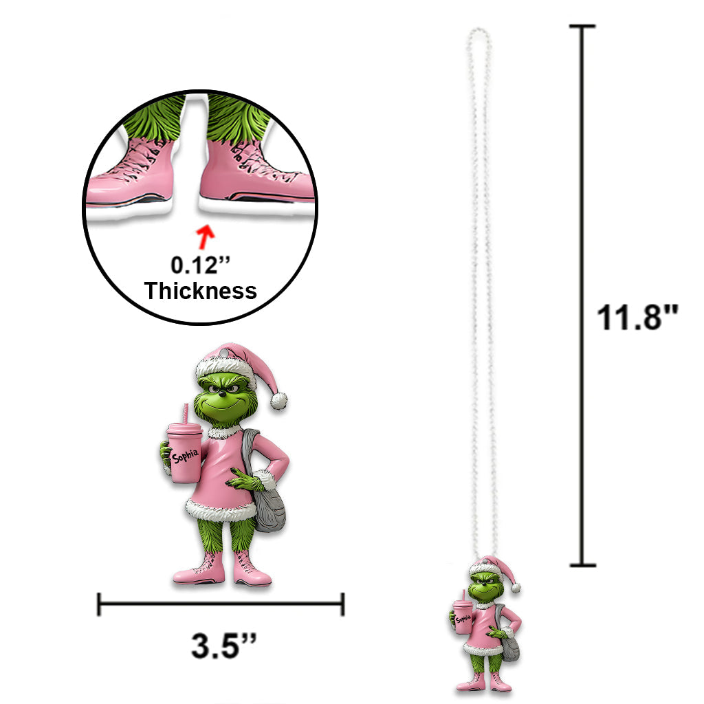 Grinchy Green Lady - Personalized Stole Christmas Car Ornament