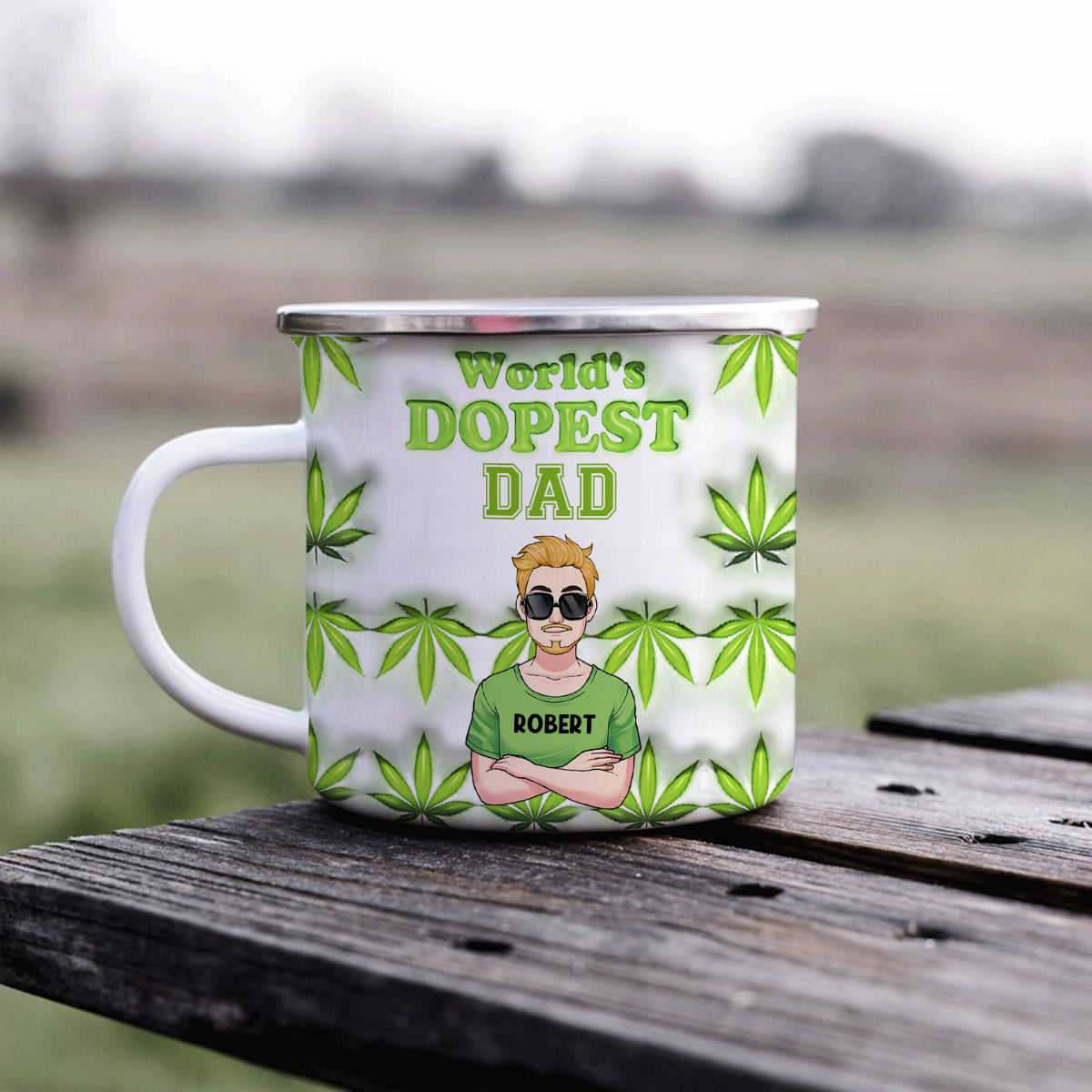 Le papa le plus cool du monde - Mug émaillé personnalisé pour papa