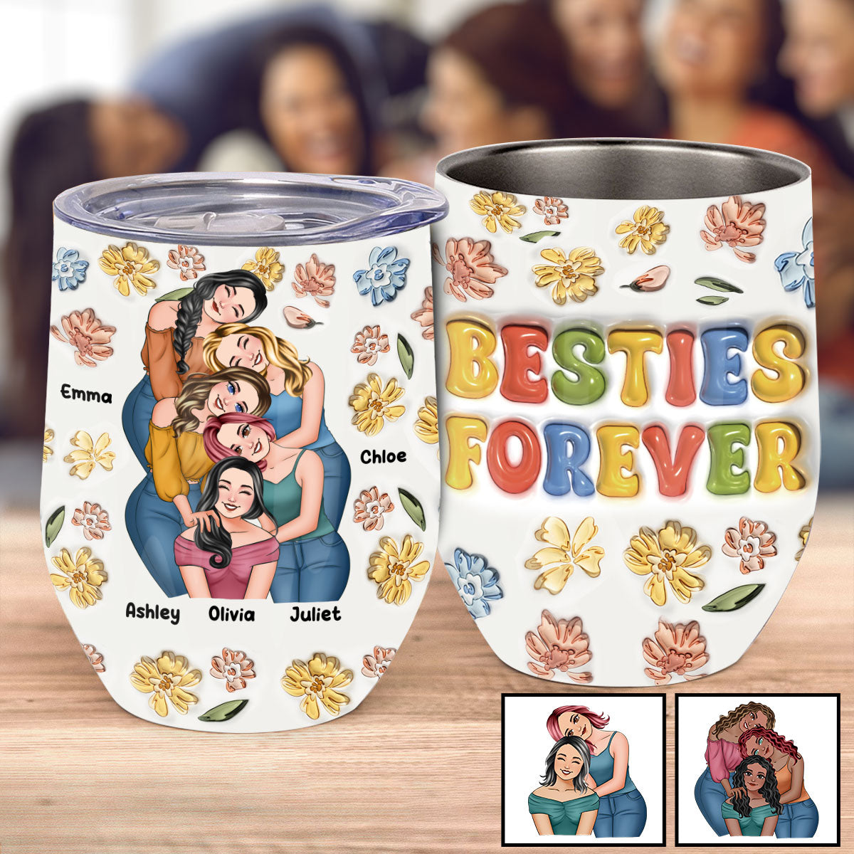 Besties Forever - Personalized Bestie Wine Tumbler