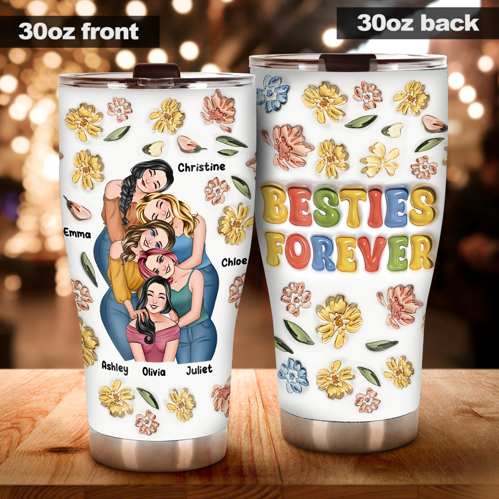 Besties Forever Floral Style - Personalized Bestie Tumbler