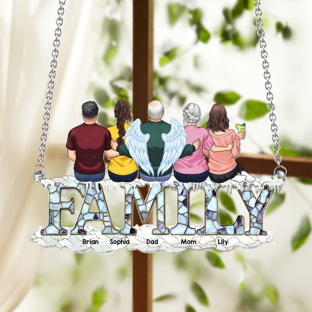 Family Christmas - Personalized Family Window Hanging Suncatcher Ornament