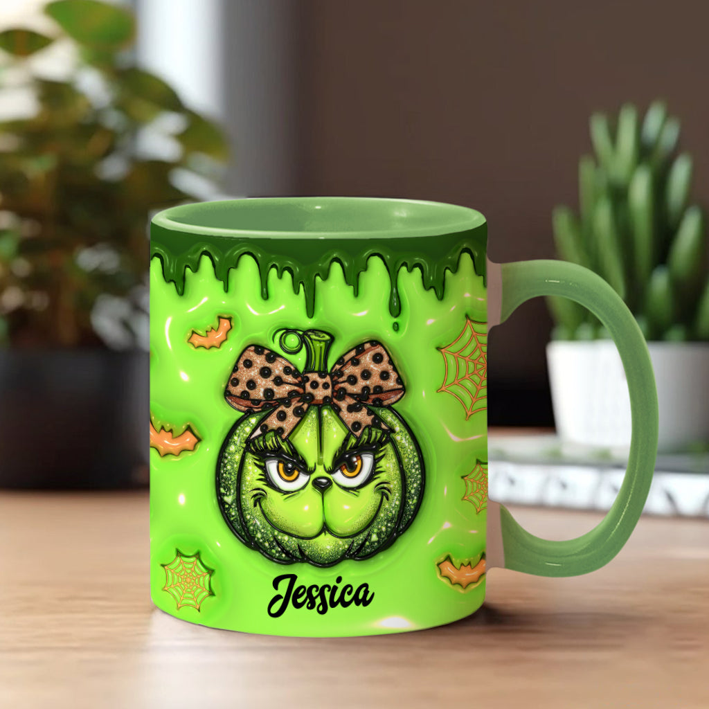 Mug décoratif de Noël personnalisé avec étole et citrouille verte